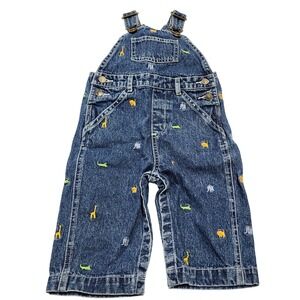 Vintage Gymboree Jungle Friends Denim Overalls Y2K 2007 Size 6-12 Months